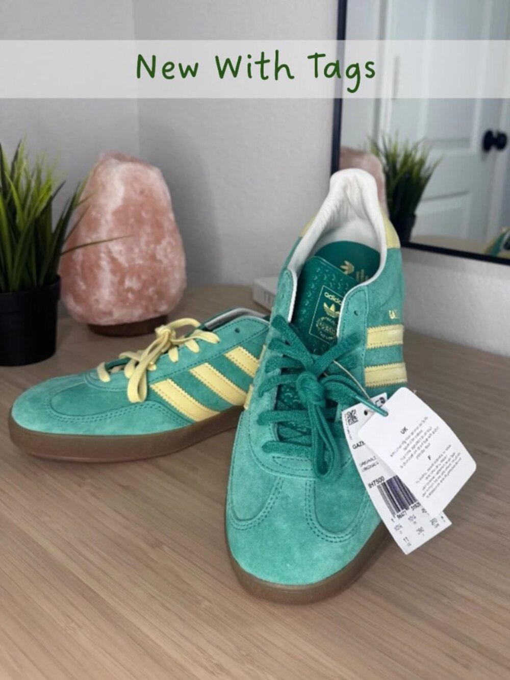 NWT Adidas Gazelle Green w/ Yellow stripes size 11